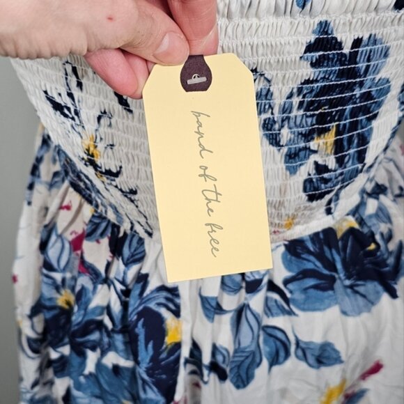 Band of the Free Floral A Line Summer Dress Ivory Blue Medium - Picture 10 of 15
